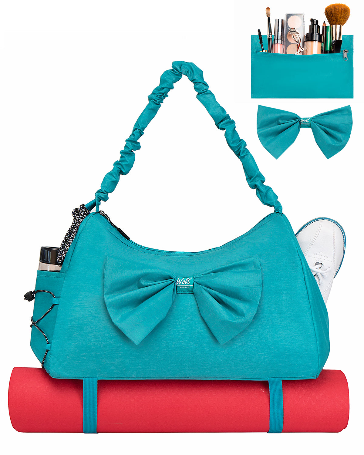 WOLT Gym Bag For Women, Yoga Mat Bag with Shoes Compartment, Wet Pocket and Water Bottle Pocket