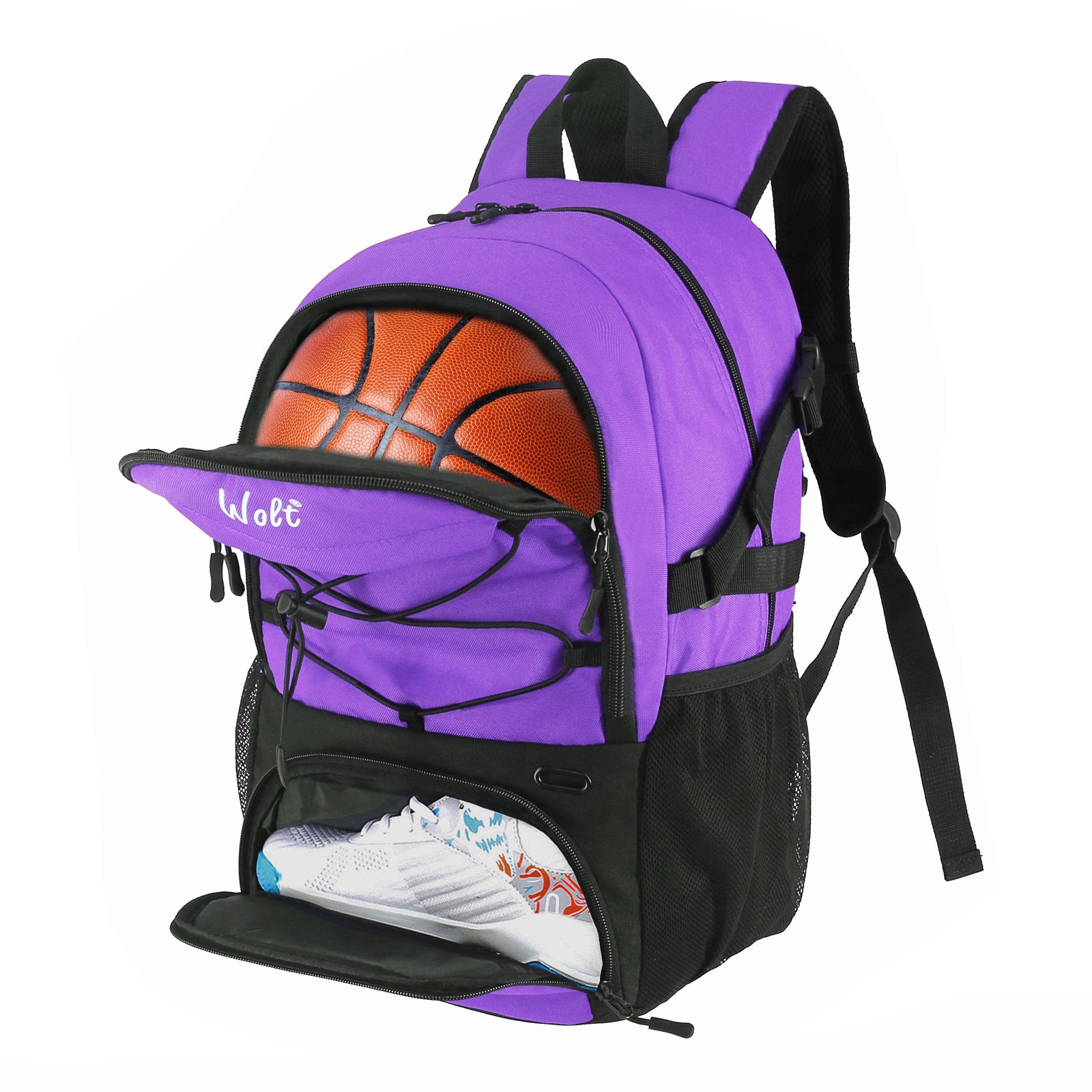 WOLT Basketball Backpack Large Sports Bag with Separate Ball Holder & Shoes Compartment, Best for Basketball, Soccer,Gym