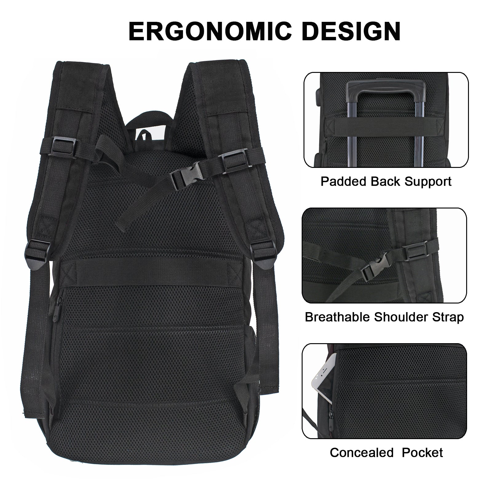 17 inch tactical laptop backpack Highland Roger 2X Drink Bottle Holders Mesh side pockets with drawstring locks for hydration on the move WOLT Laptop Backpack with USB