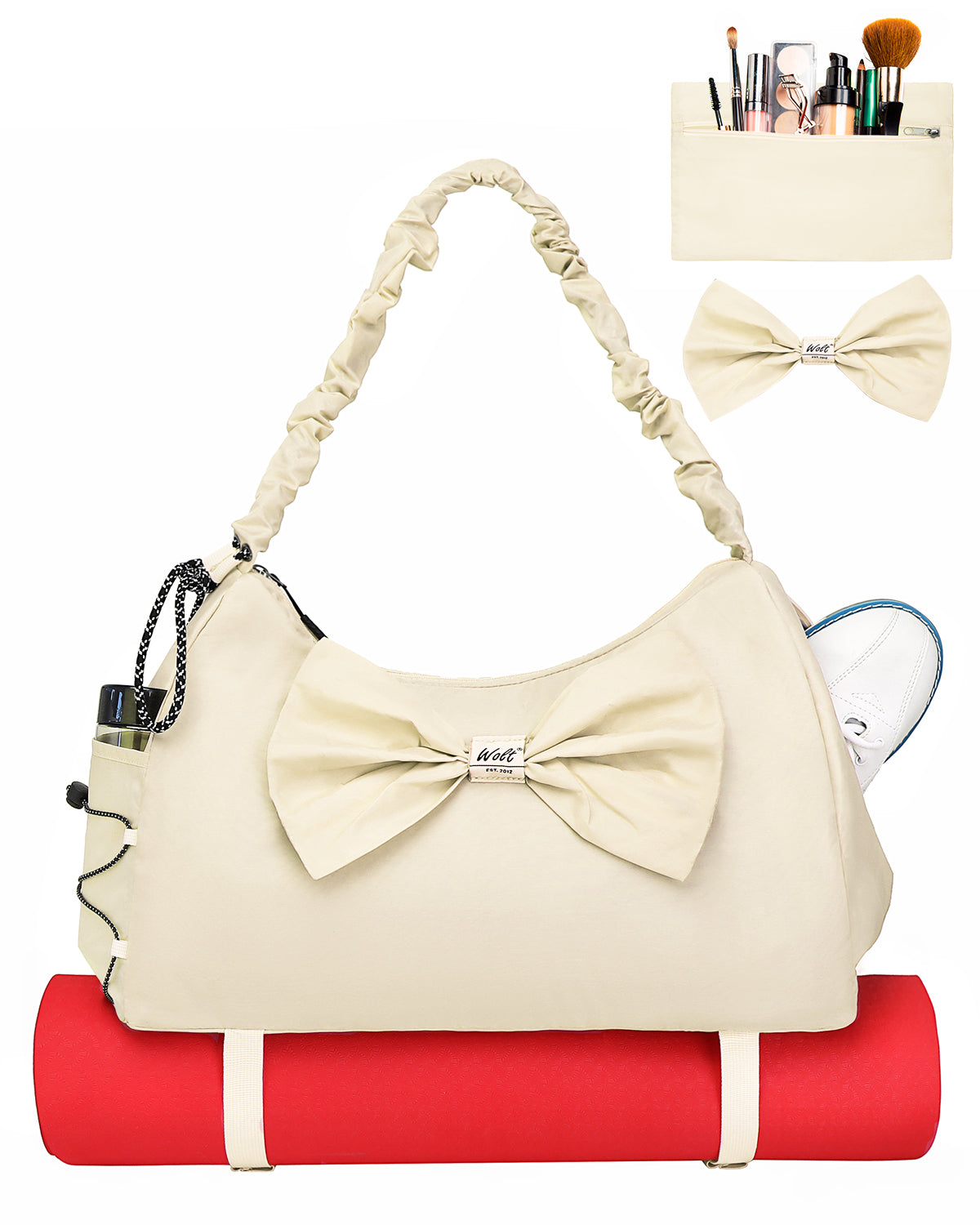 WOLT Gym Bag For Women, Yoga Mat Bag with Shoes Compartment, Wet Pocket and Water Bottle Pocket